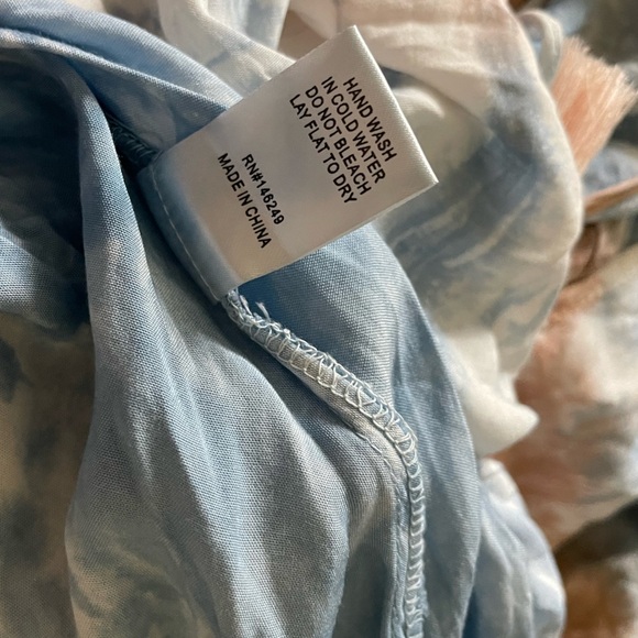 Aakaa|Strapless Blush Pink & Blue Tie Dye Maxi Dress with Deep Slit, Size M••• - Picture 11 of 16